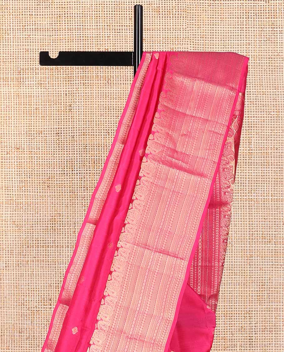 Dark pink buttas vasundhara elite silk saree with self zari design border & argyle design pallu