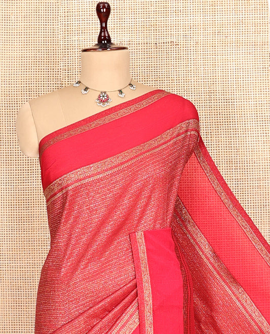 Red Fancy Crepe Saree