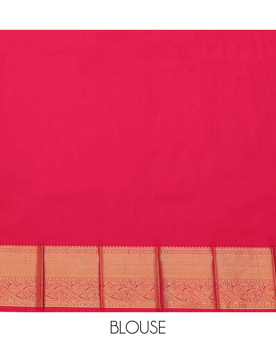 Cream Budget Silk Saree, Enthralled with Zari Buttas All Over Its Body, Complemented by a Contrast Traditional Zari Design Border, Grand Pallu, and Paired with a Contrast Blouse