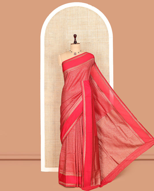 Red Fancy Crepe Saree