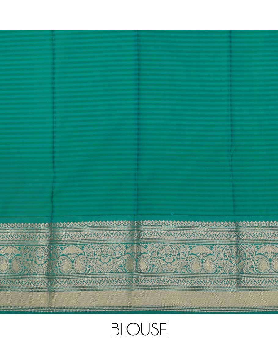Purple floral design art silk pavadai material with contrast traditional zari design border & floral zari design blouse