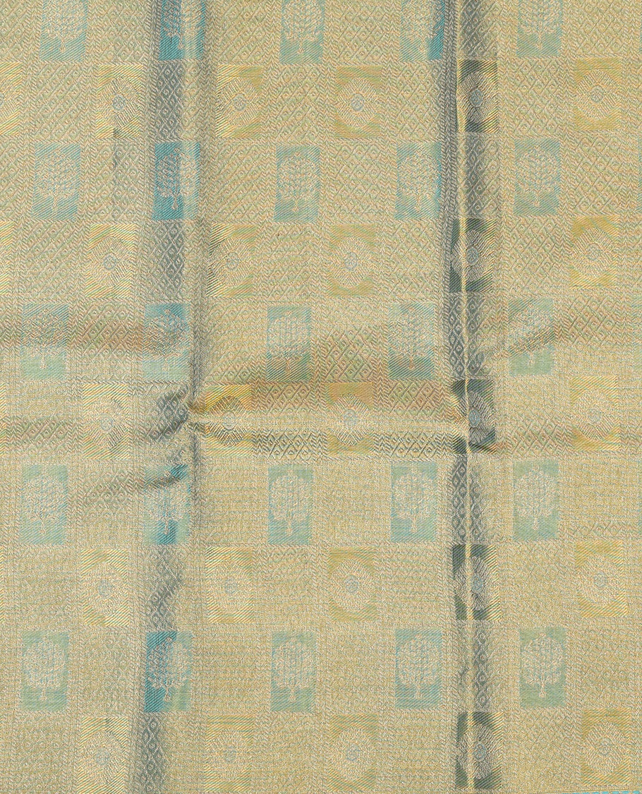 Blue Pure Silk Navarathna Pavadai Material Set