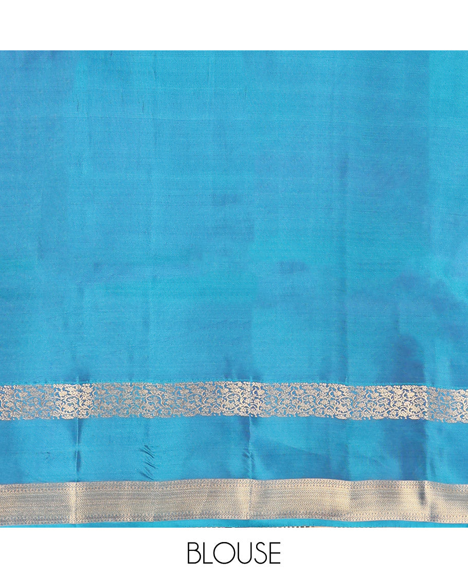 Grey Vasundhara Lite Silk Mix Saree, Highlighted by Zari Checks, Complemented by a Contrast Rettai Pettu Traditional Border, Paiyaadi Kattam Pallu, and a Contrast Blouse