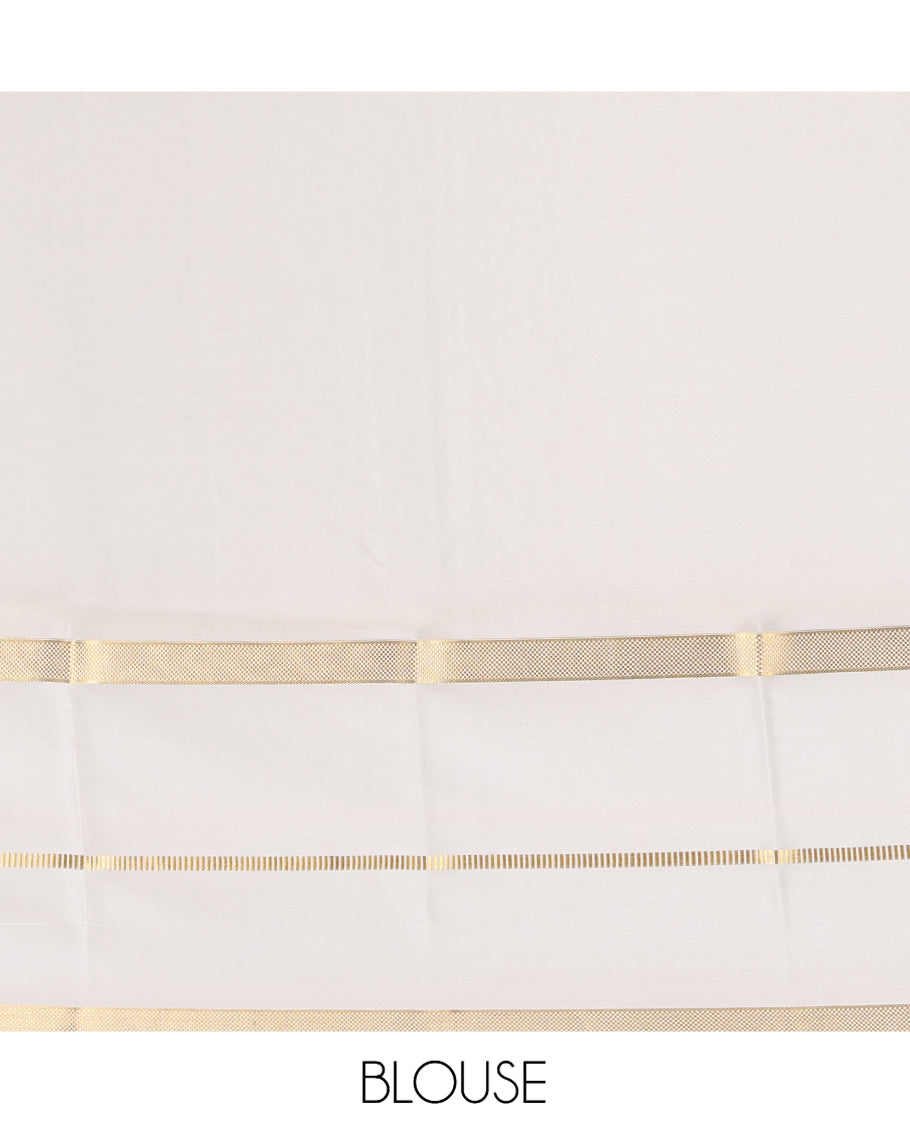 Green Mysore Silk Saree, Finely Crafted with Zari Buttas, Complemented by a Contrast Traditional Zari Border, Grand Temple Pallu, and a Contrast Blouse