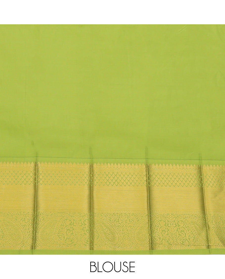 Blue Budget Silk Saree, Detailed with Zari Buttas and Stripes, Complemented by a Contrast Traditional Zari Border, Jaal Pallu, and Contrast Blouse