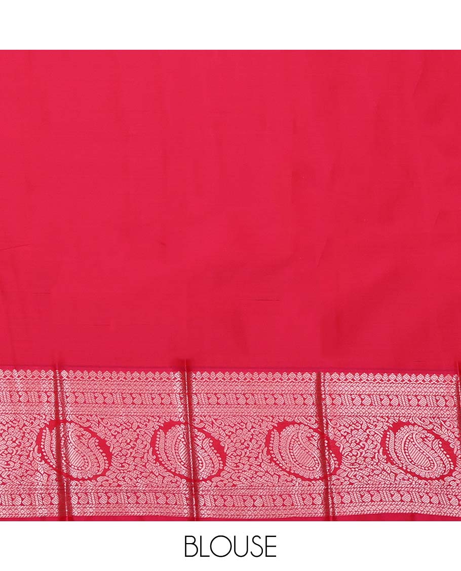 Blue Budget Silk Saree, Subtly Enriched with Zari Buttas on Its Body, Complemented by a Contrast Traditional Zari Design Border, Grand Jaal Pallu, and Paired with a Contrast Blouse