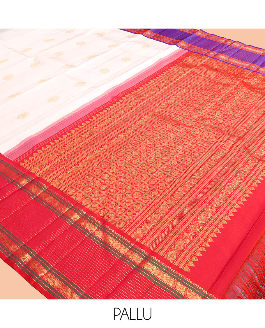 White Kanchipuram Silk Saree