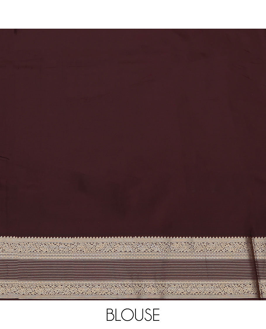 Pink Budget Silk Saree, Subtly Enriched with Zari Buttas on Its Body, Complemented by a Contrast Traditional Zari Design Border, Geometric-Patterned Pallu, and Paired with a Contrast Blouse