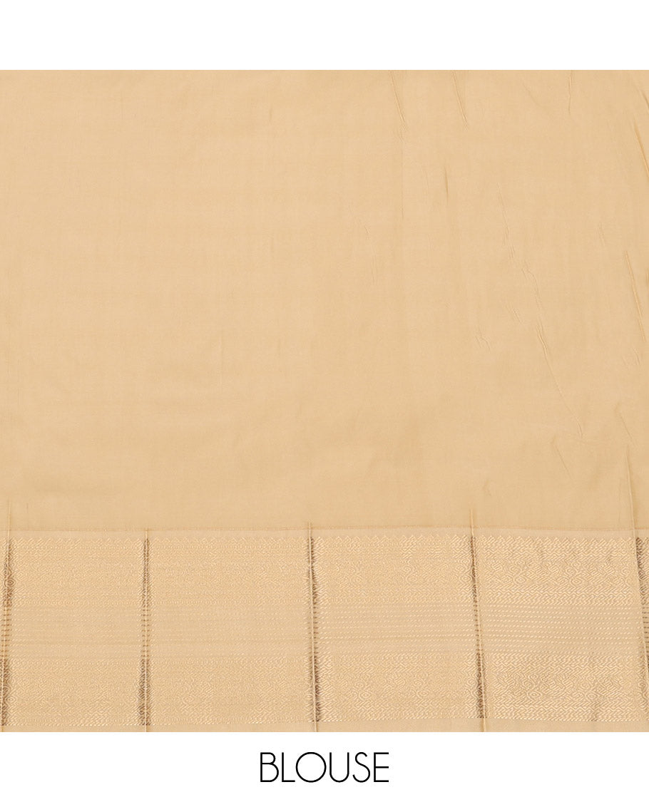 Green Budget Silk Saree, Crafted with Zari Buttas, Complemented by a Contrast Traditional Zari Border, Sparsely Woven Pallu, and a Contrast Blouse