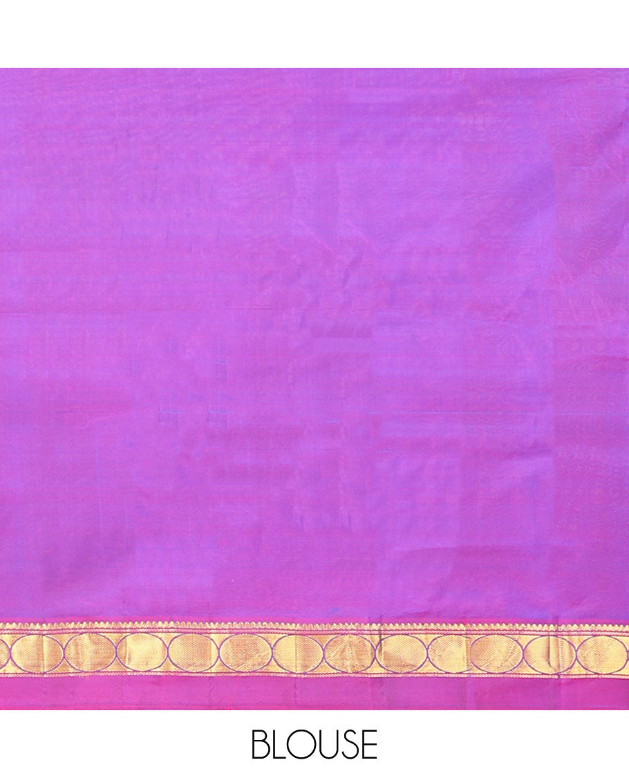 Blue striped kancheepuram silk saree with contrast intricate zari design border & striped pallu