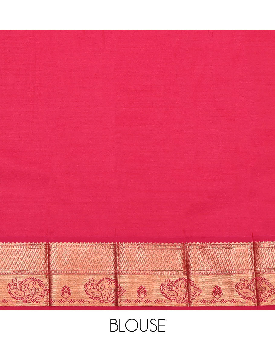 Blue Budget Silk Saree, Enriched with Jacquard, Complemented by a Contrast Traditional Zari Border, Grand Pallu, and a Contrast Blouse
