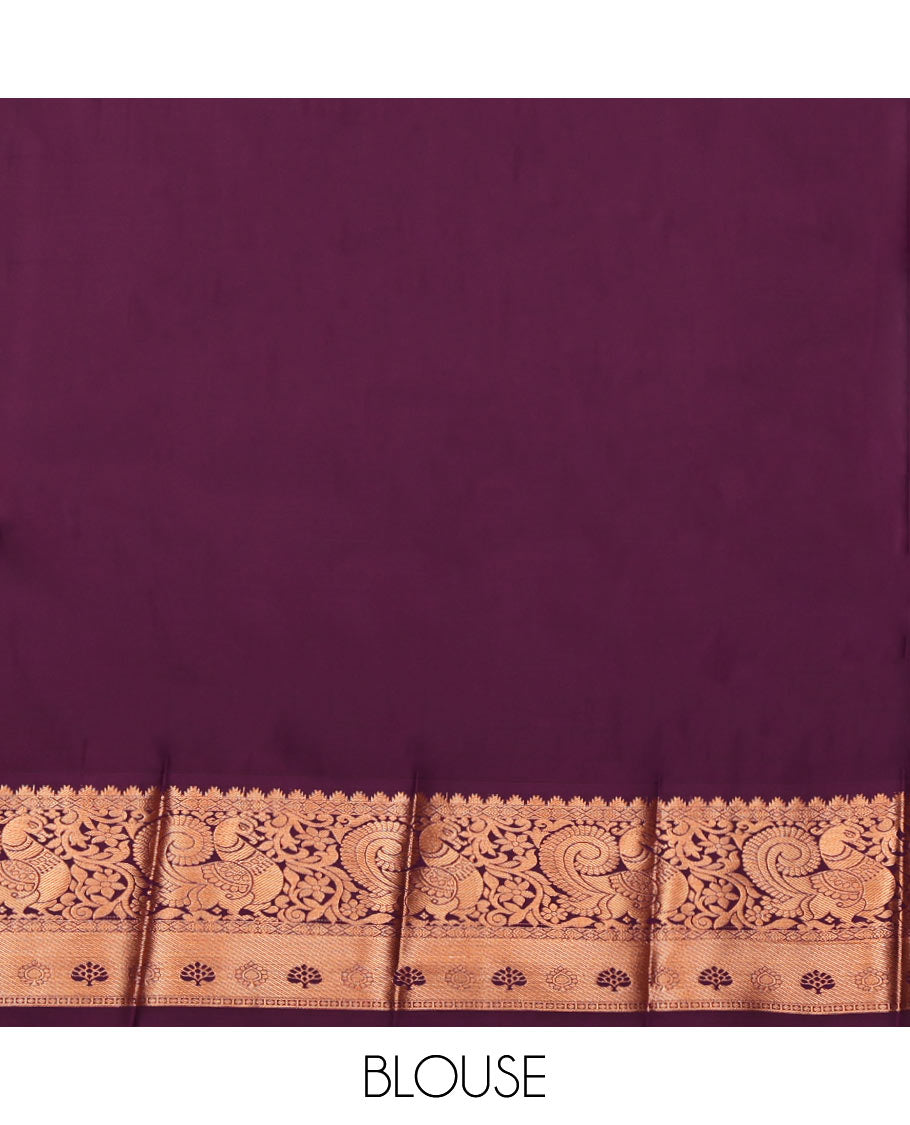Purple Budget Silk Saree, Meticulously Crafted with Jacquard Design, Complemented by a Contrast Traditional Zari Border, Jaal Pallu, and Contrast Blouse