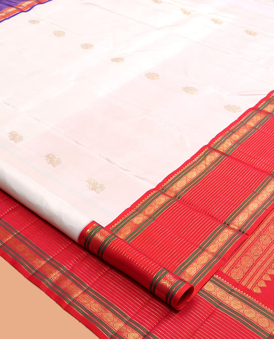 White Kanchipuram Silk Saree