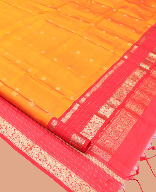 Orange Mayuri Lite Silk Mix Saree