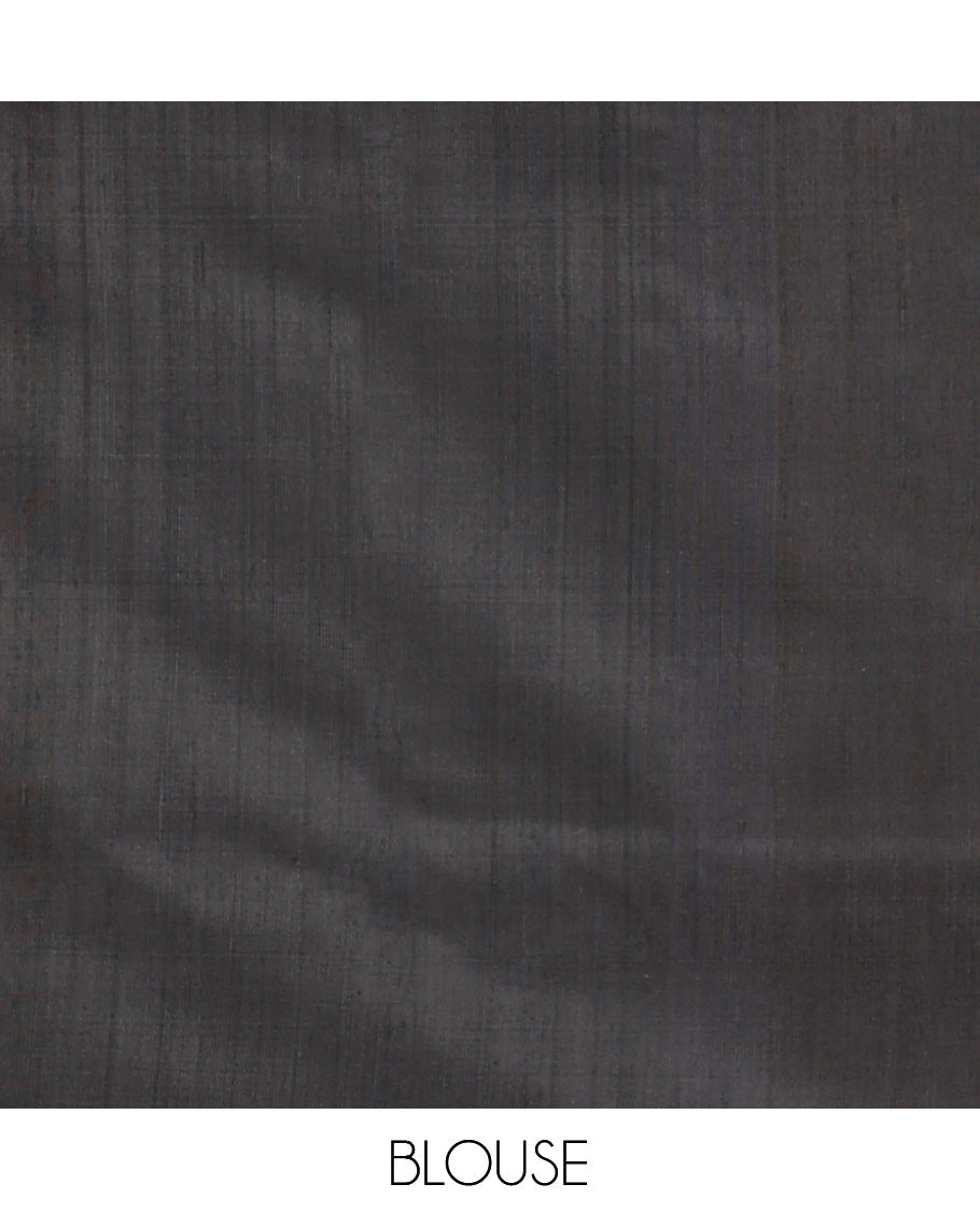 Black Dupion Silk Saree, Steeped in Richness of Stripes and Buttas, a Self-Border, Gleaming Zari Temple Pallu, and a Matching Blouse