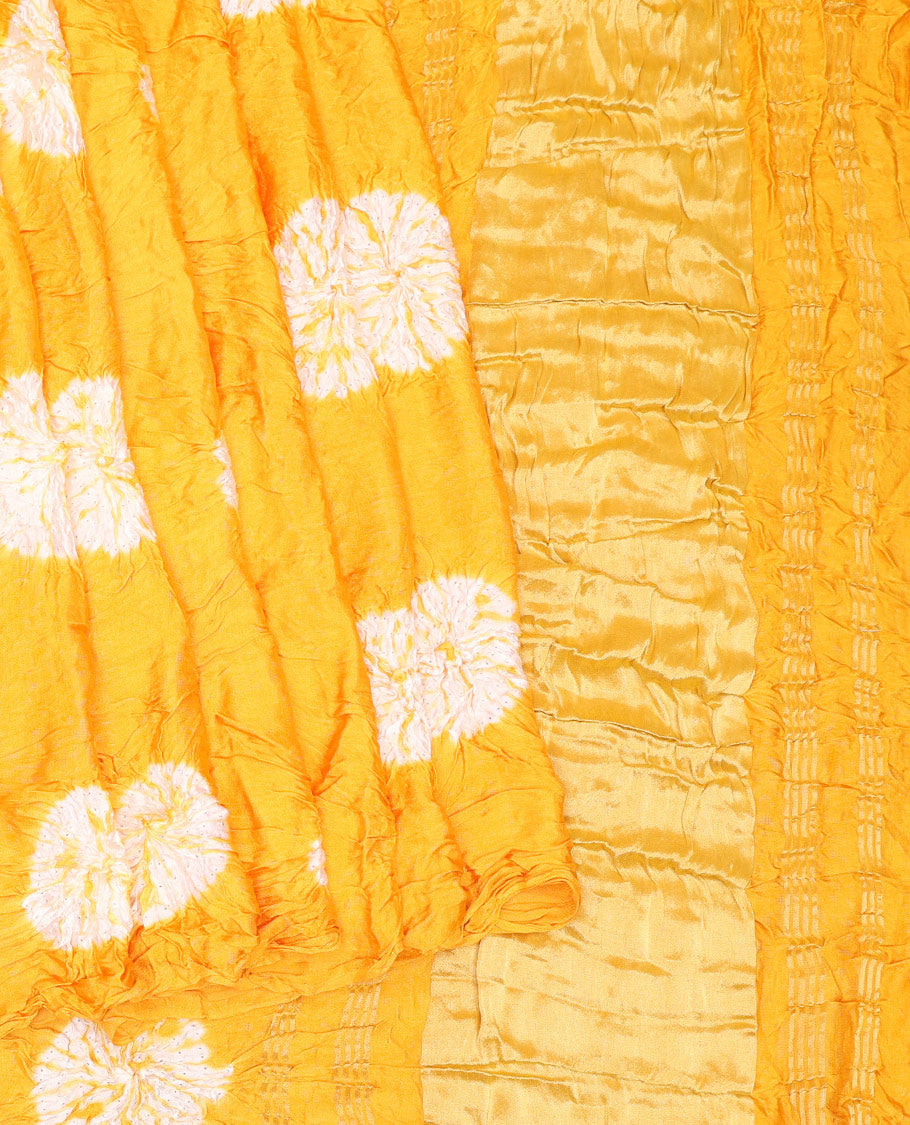 Borderless Yellow Bandhani Dola Silk Saree