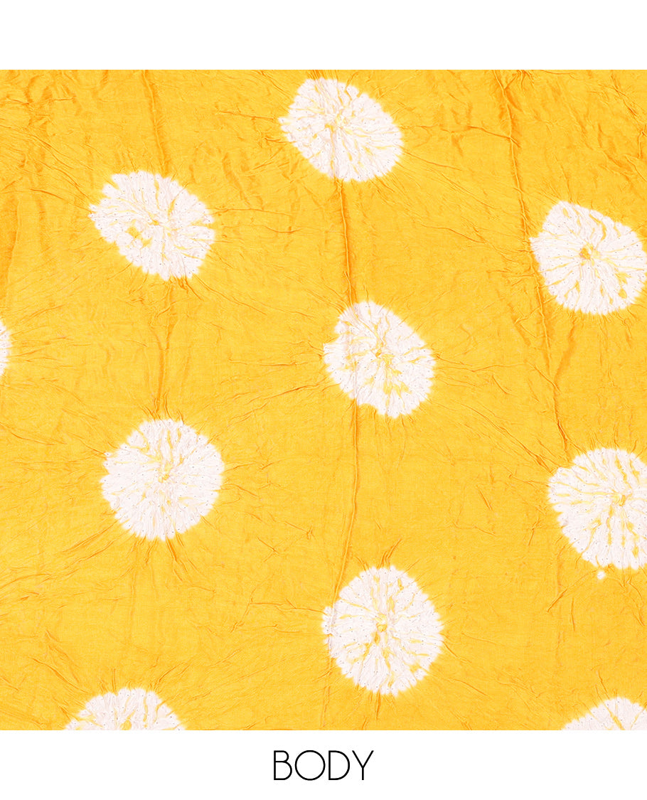 Borderless Yellow Bandhani Dola Silk Saree