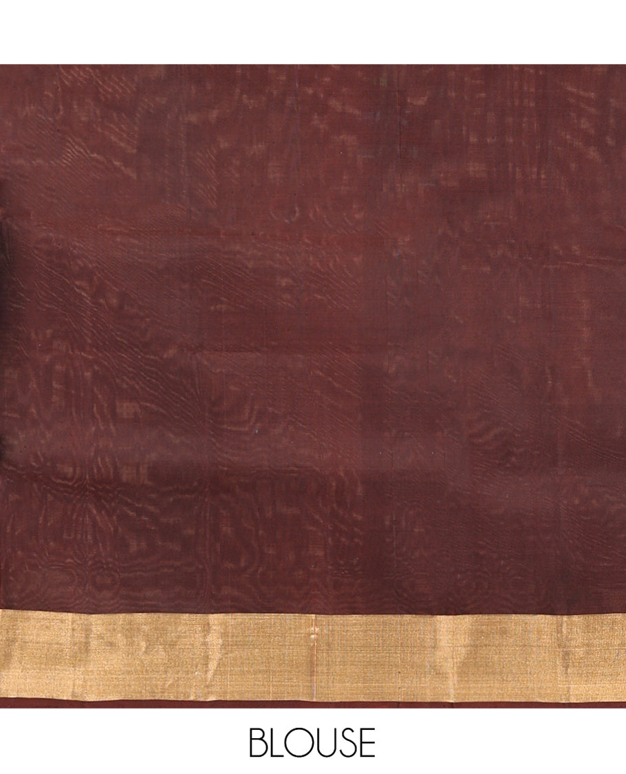 Blue Mayuri Lite Silk Mix Saree, Sparsely Woven with Zari Buttas on Its Body, Highlighted by Zari Bavanji Border, Complemented by a Contrast Pallu of Jaal Designs, and Paired with a Contrast Blouse
