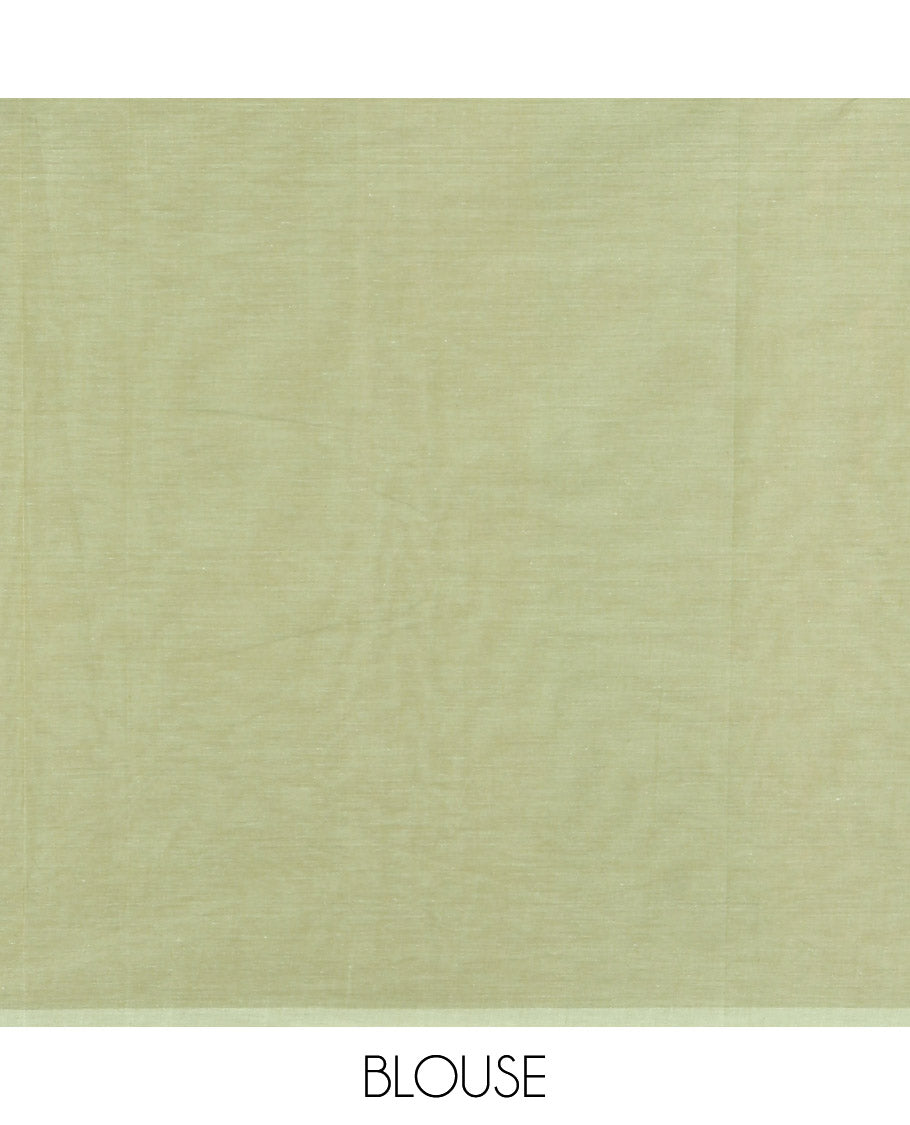 Borderless Green Negamam Cotton Saree, Subtly Sparkled with Stripes All Over Its Body, a Self-Pallu, and Paired with a Matching Blouse