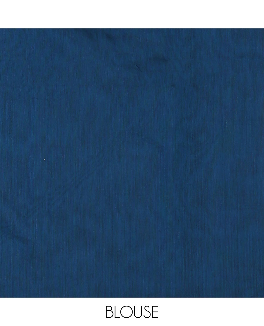 Borderless blue thread weaving butta silk cotton saree with rich thread weaving pallu along with plain blouse