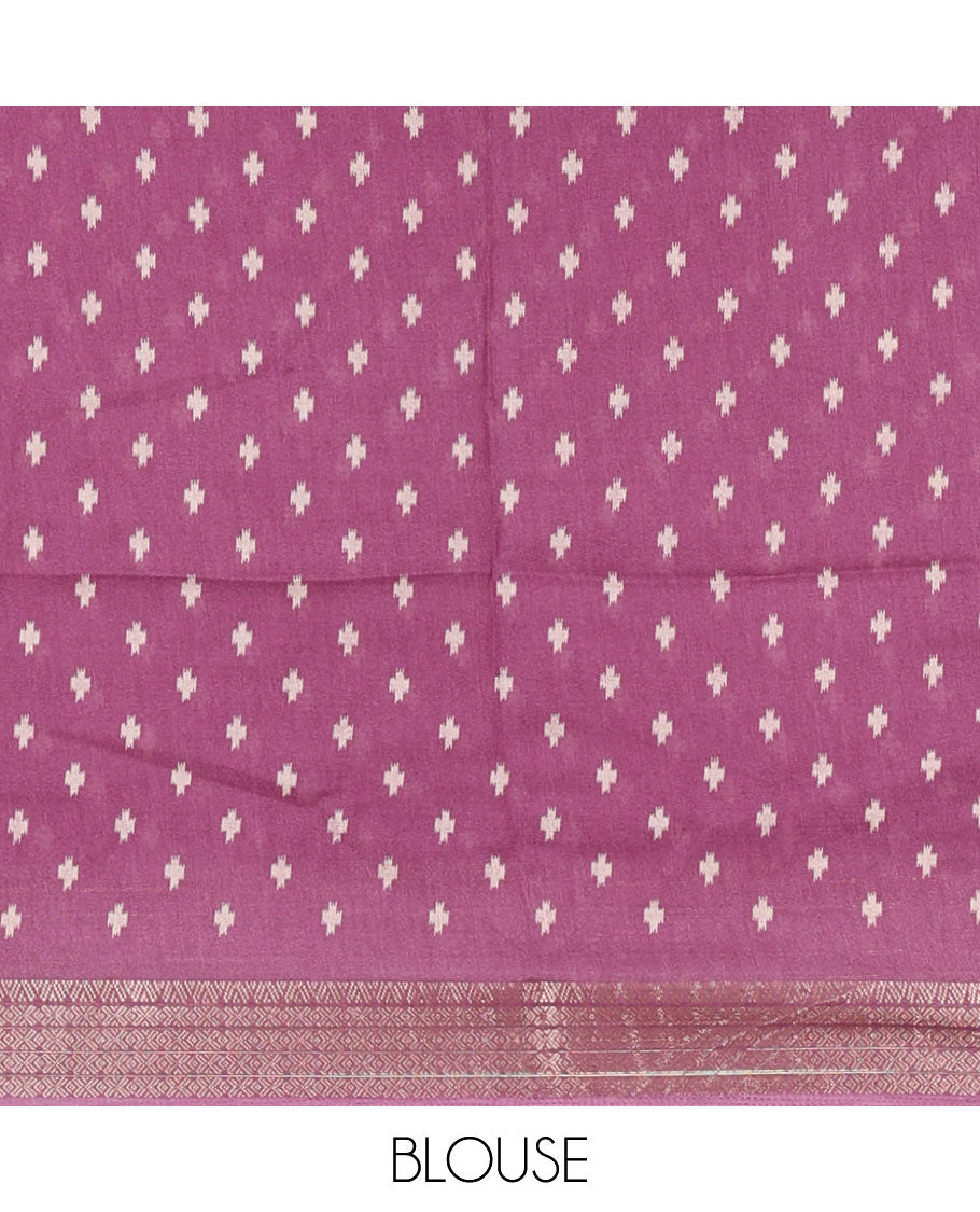 Purple Bandhani motifs printed viscose moss chiffon saree, zari design border, shibori-style pallu & blouse of zari & print work