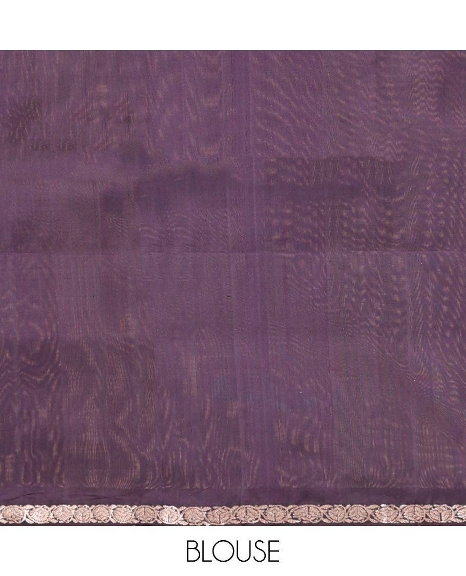 Blue Mayuri Soft Silk Saree, Sparsely Woven with Buttas and Stripes All Over Its Body, Complemented by Contrast Kodi Visiry Border, Pallu of Greek Key, and Manga Designs, and Paired with a Contrast Blouse