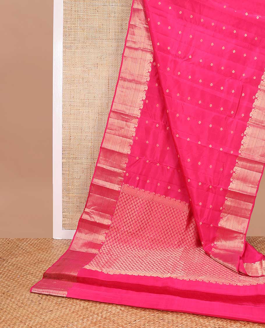 Dark pink buttas vasundhara elite silk saree with self zari design border & argyle design pallu