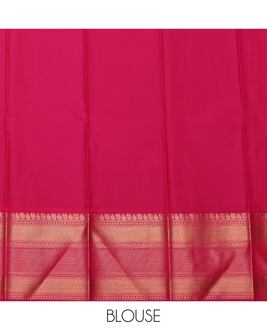 Green Budget Silk Saree, Highlighted with Paisley Buttas and Stripes All Over Its Body, Complemented by a Contrast Traditional Zari Border, Grand Pallu, and Paired with a Contrast Blouse