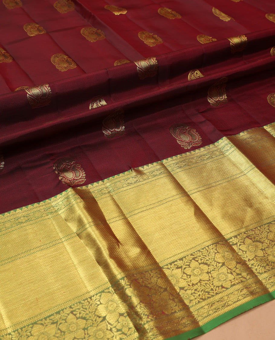 Maroon Pure Silk Pavadai Material Set
