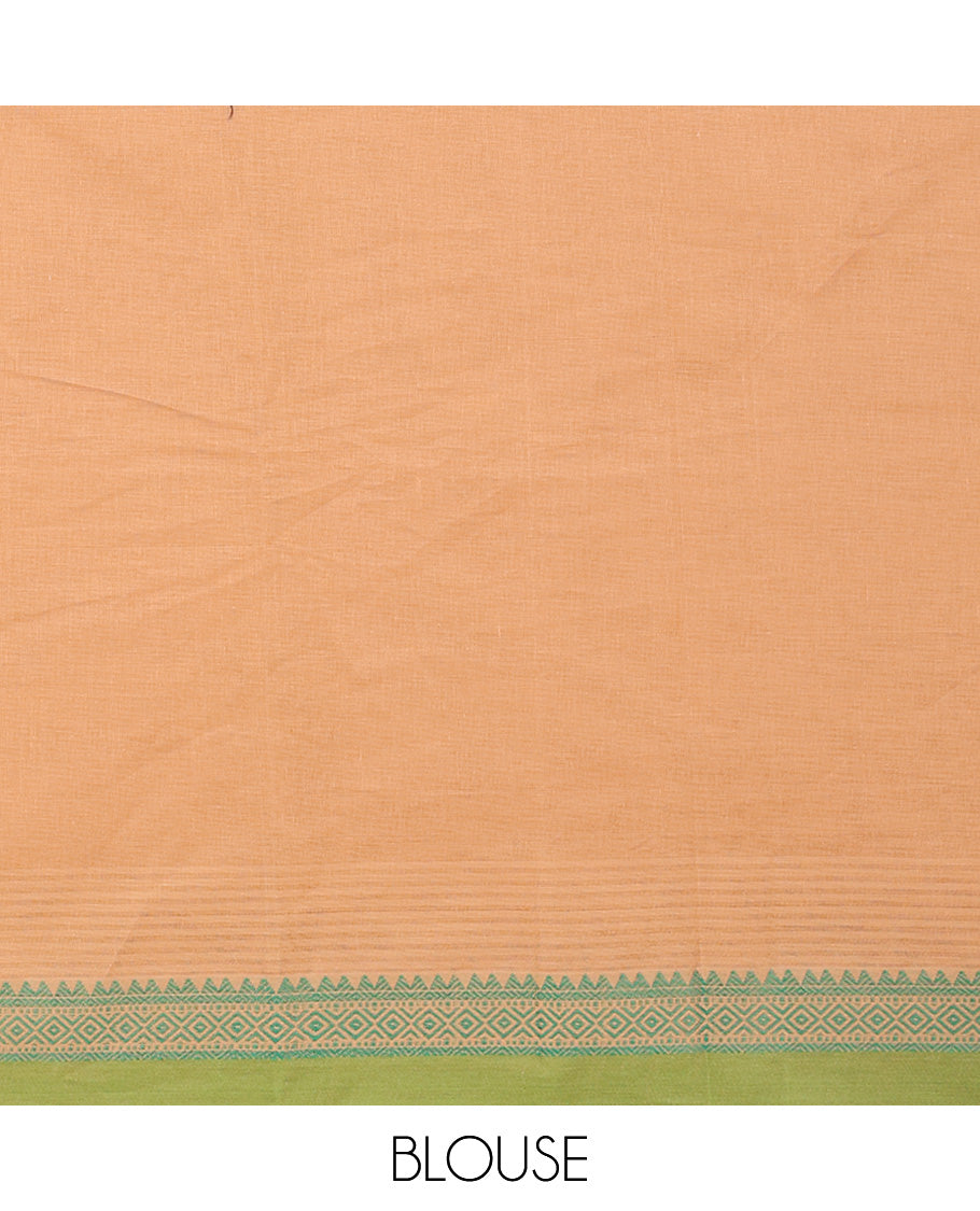 Sandal leaf buttas kanchi cotton saree, contrast thread woven border, and floral design pallu
