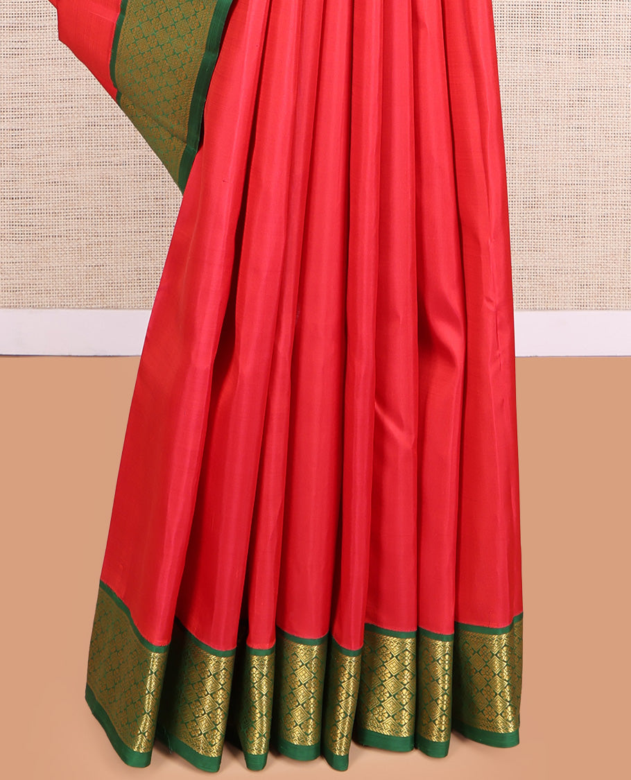 Red Plain Kanchipuram Silk Saree