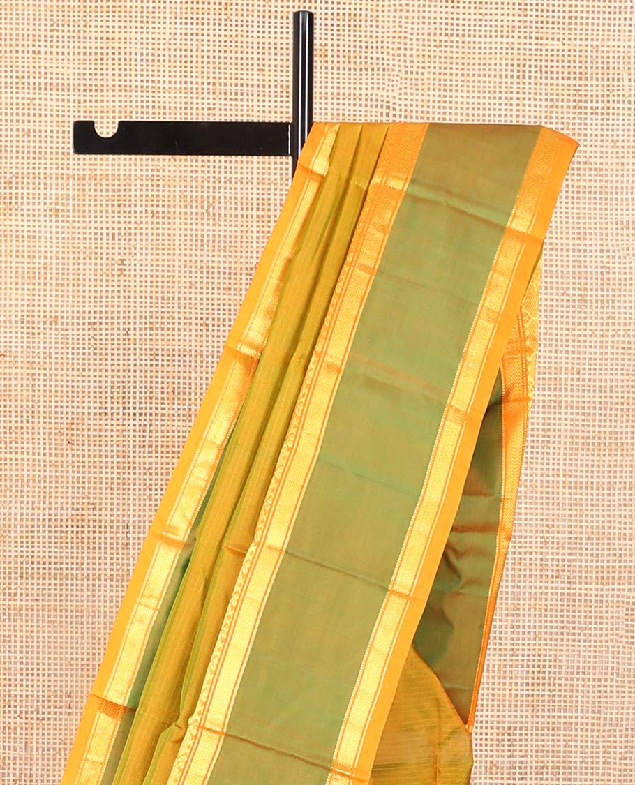 Mustasd striped kancheepuram silk saree with contrast intricate zari design border & striped pallu