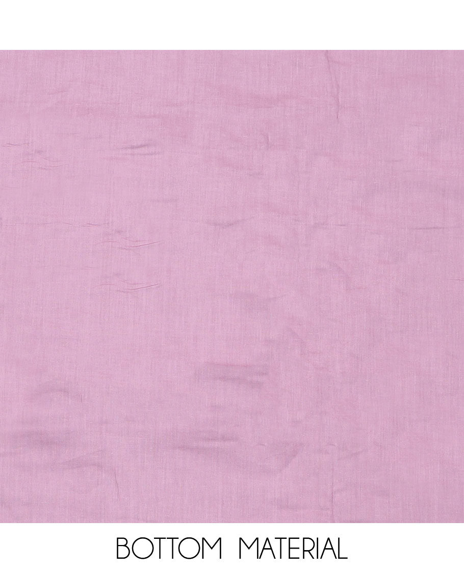 Cream material churidar set, floral-bird neck embroidered top, contrast plain bottom, and a Madhubani-floral printed dupatta