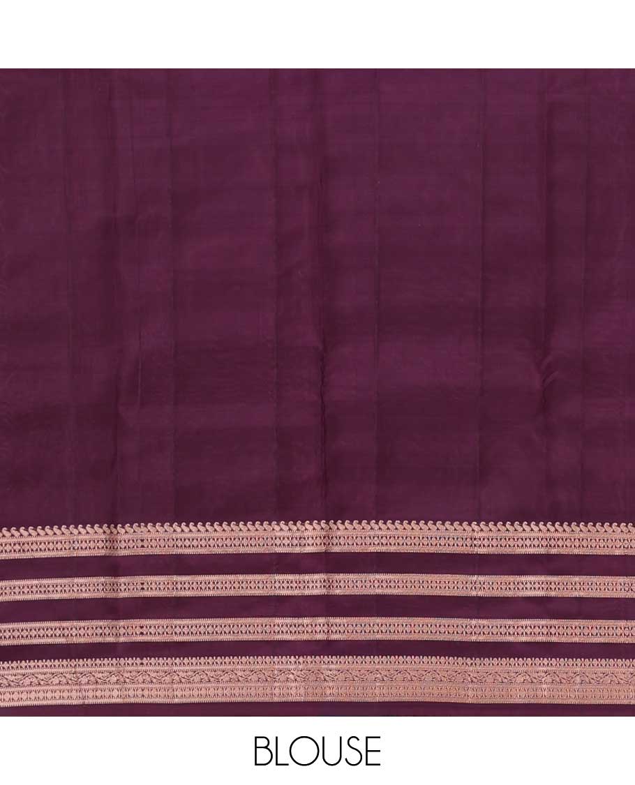 Brown silk saree with zari buttas, contrast border of manga, muthu, banaras, diamonds, and zari designs, and jaal pallu