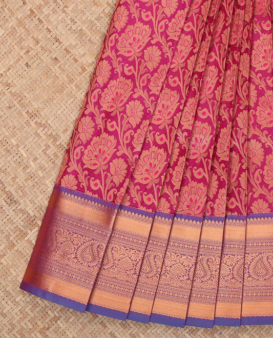 Pink Budget Silk Saree, Woven with Jacquard Design, a Contrast Traditional Zari Border, Grand Pallu, and a Contrast Blouse