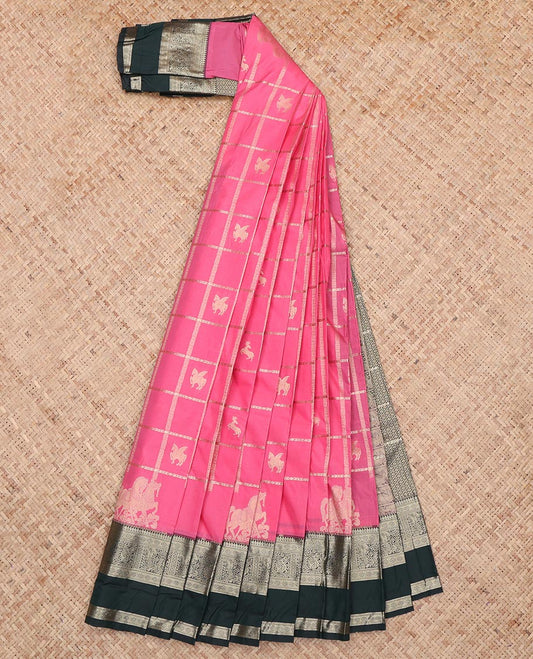 Pink Checks Budget Silk Saree