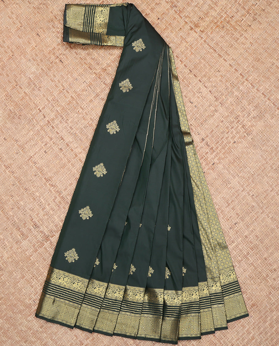 Green Traditional Zari Buttas  Budget Silk Saree