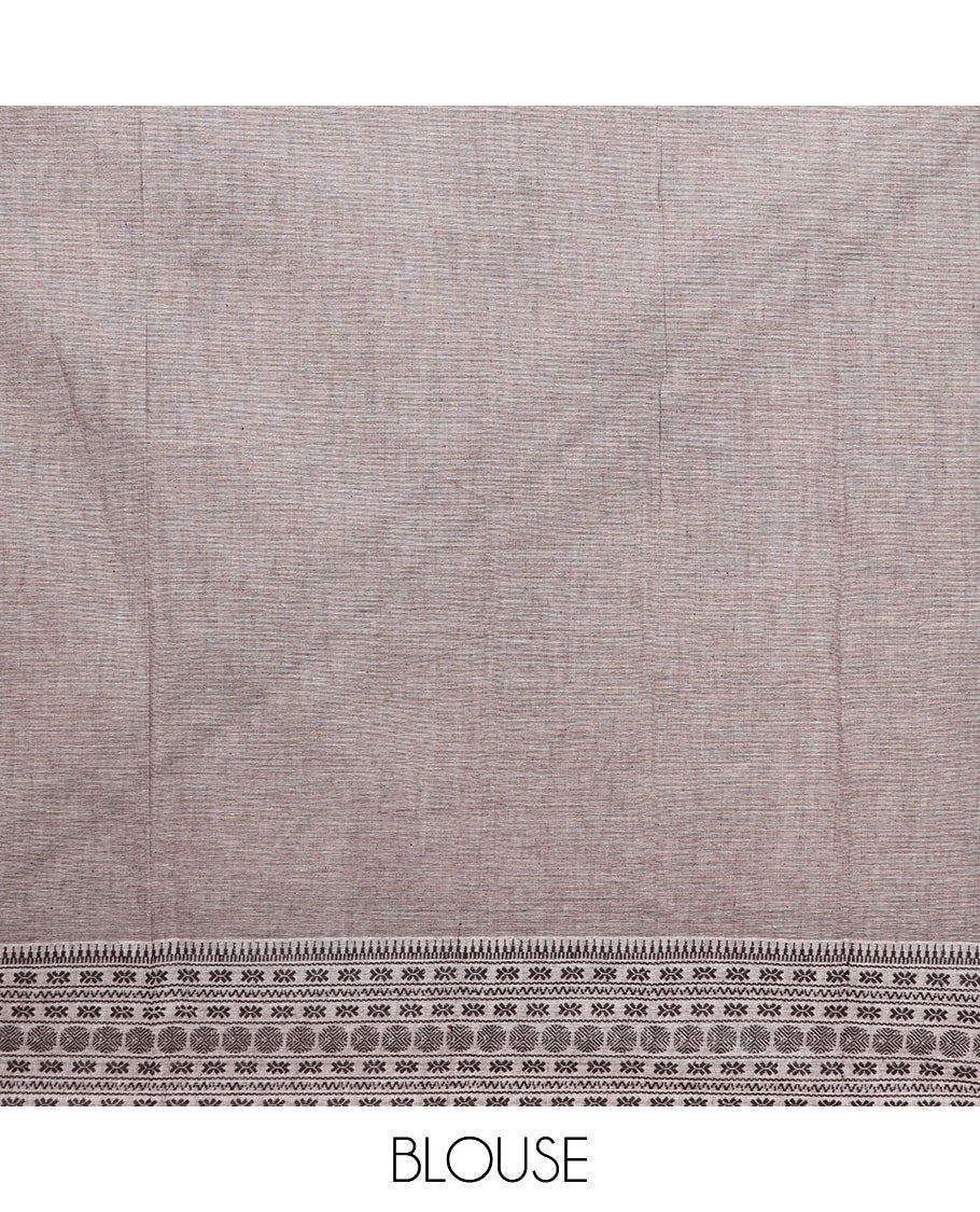 Cream face printed chirala cotton saree, traditional design border, and pallu of warli print