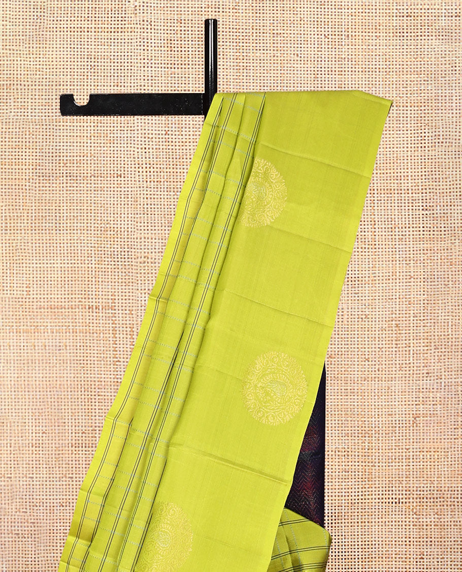 Borderless Green Mayuri Lite Silk Mix Saree