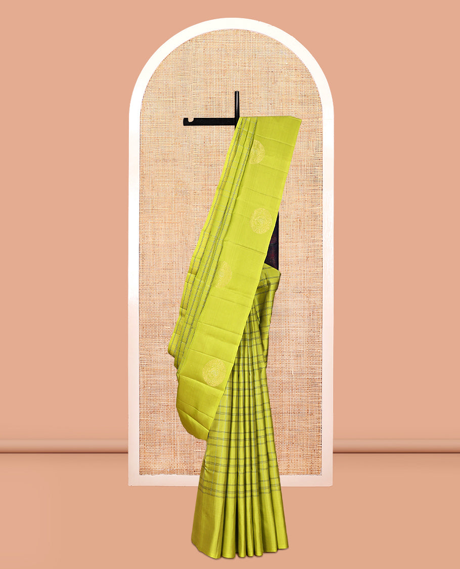 Borderless Green Mayuri Lite Silk Mix Saree