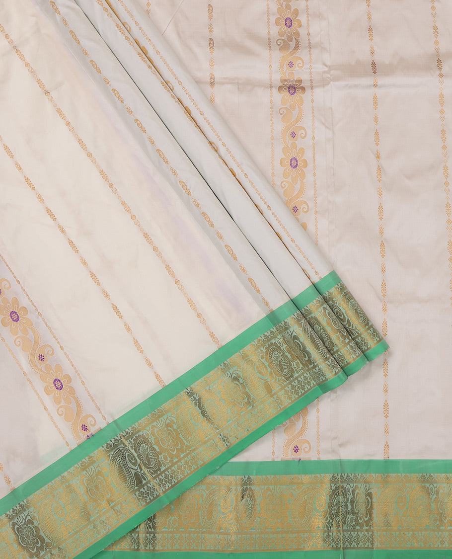 Cream Pure Silk Pavadai Material Set