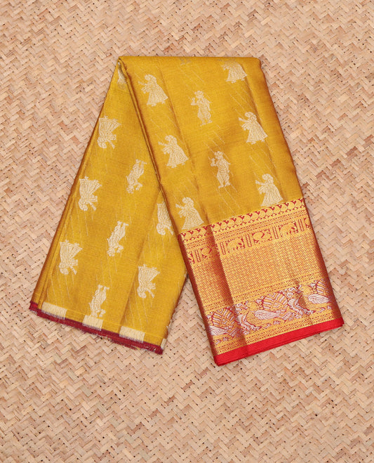 Mustard Pure Silk Navarathna Pavadai Material Set