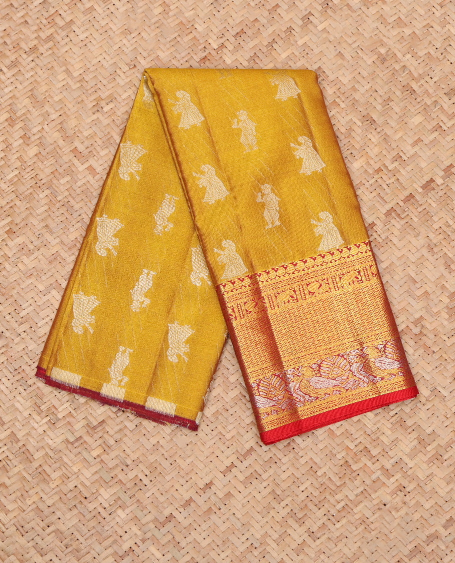 Mustard Pure Silk Navarathna Pavadai Material Set