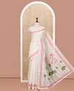 Chikku Jute Cotton Saree, a Subtle Paisley Printed Border, Pichwai Lotus Printed Pallu, and a Matching Blouse