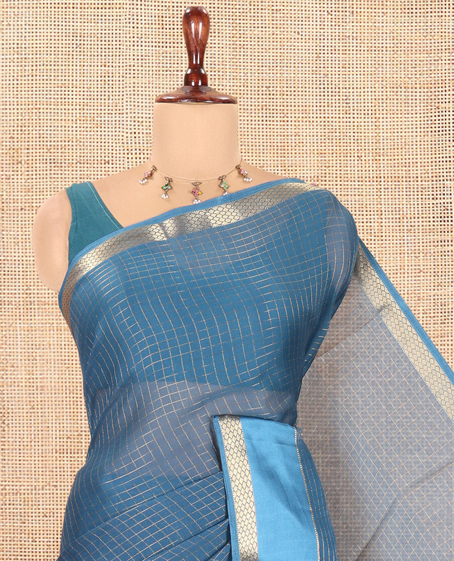 Blue Moss Chiffon Saree