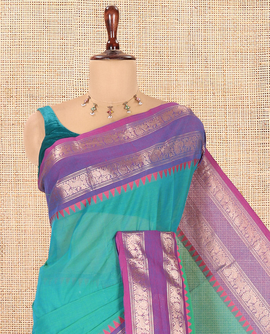 Rama Green Plain Chettinad Cotton Saree
