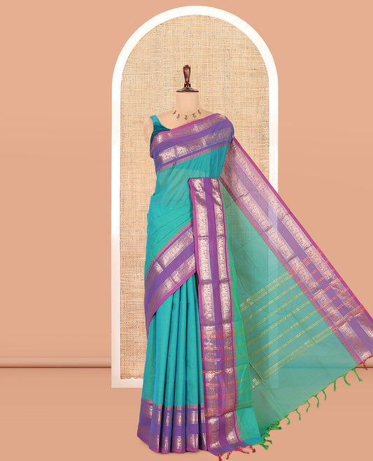 Rama Green Plain Chettinad Cotton Saree
