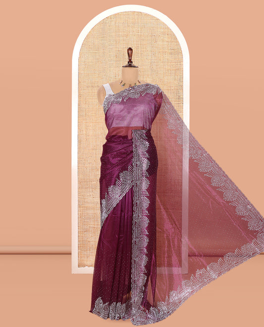 Purple Twill Net Saree