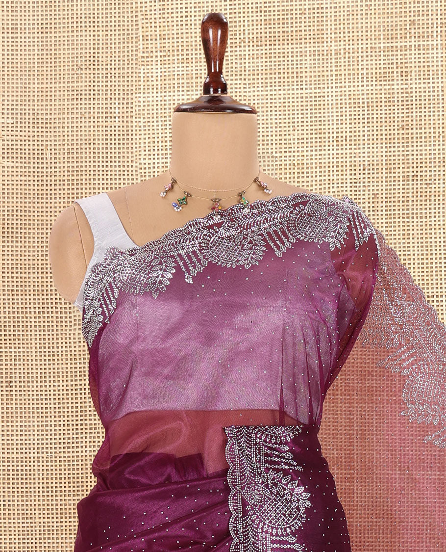 Purple Twill Net Saree
