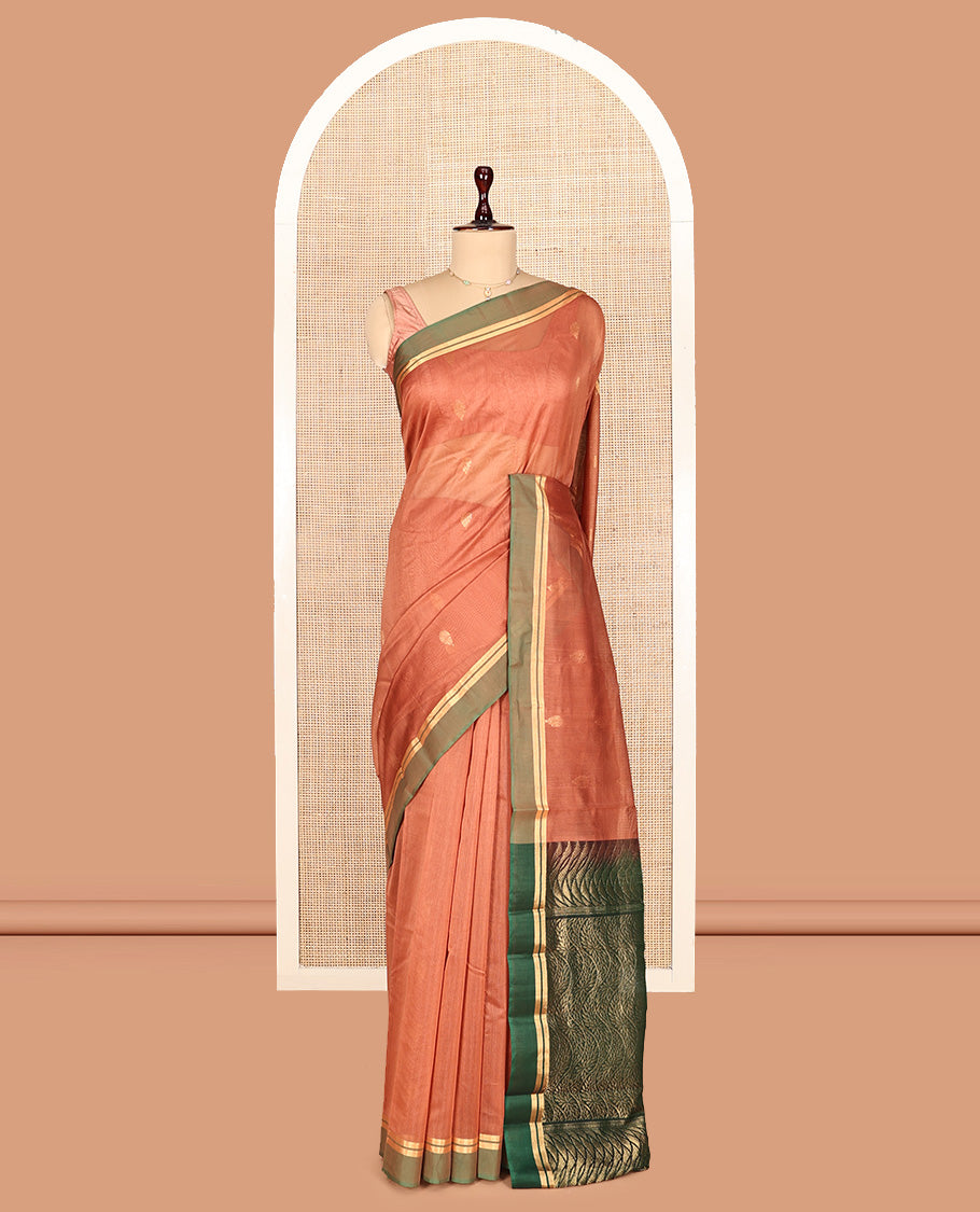 Dark Peach Silk Cotton Saree
